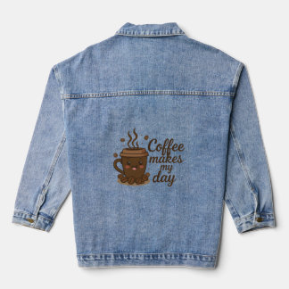 Cute Smiling Coffee Art Denim Jacket
