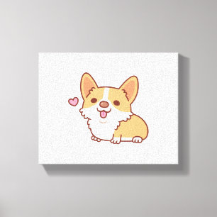 Cute Smiling Corgi Dog Canvas Afdruk