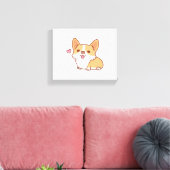 Cute Smiling Corgi Dog Canvas Afdruk (Insitu (Woonkamer))