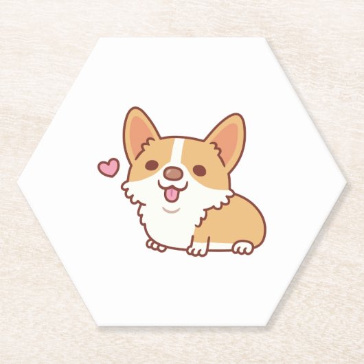 Cute Smiling Corgi Dog Kartonnen Onderzetters (Voorkant)