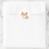 Cute Smiling Corgi Dog Ronde Sticker (Tas)