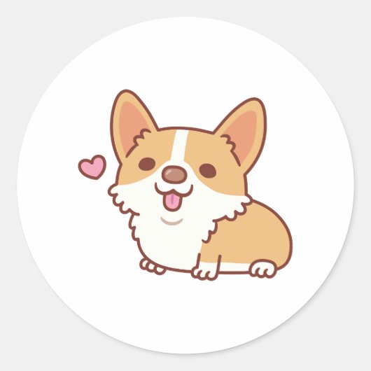 Cute Smiling Corgi Dog Ronde Sticker (Voorkant)