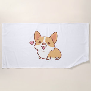 Cute Smiling Corgi Dog Strandlaken