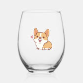 Cute Smiling Corgi Dog Wijnglas Zonder Voet (Voorkant)