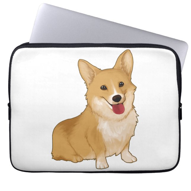Cute smiling corgi laptop sleeve (Voorkant)