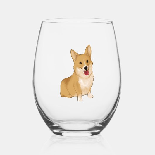 Cute smiling corgi wijnglas zonder voet (Voorkant)