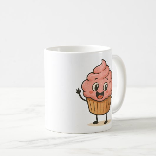 Cute Smiling Cupcake Mug Koffiemok (Voorkant rechts)