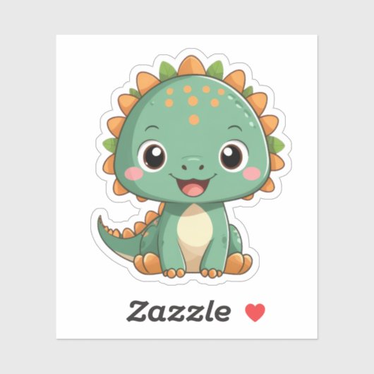 Cute Smiling Dinosaur Illustration Vinyl Sticker (Vel)