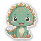 Cute Smiling Dinosaur Illustration Vinyl Sticker (Voorkant)