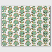 Cute Smiling Dinosaur Kids Wrapping Paper Cadeaupapier (Vlak)