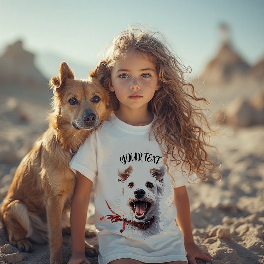 Cute Smiling Dog Kids T-Shirt, Custom Name T-shirt