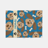 Cute Smiling Dog met Big Ears Personalized Fleece Deken (Voorkant (Horizontaal))