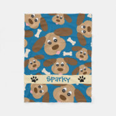 Cute Smiling Dog met Big Ears Personalized Fleece Deken (Voorkant)