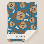 Cute Smiling Dog met Big Ears Personalized Sherpa Deken (Voorkant)