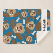 Cute Smiling Dog met Big Ears Personalized Sherpa Deken (Voorkant (horizontaal))