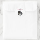 Cute Smiling Dog | Smile be Happy Ronde Sticker (Tas)