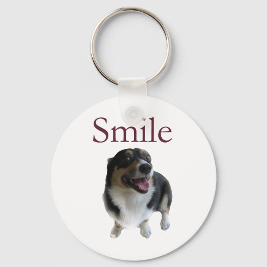 Cute Smiling Dog | Smile be Happy Sleutelhanger (Voorkant)