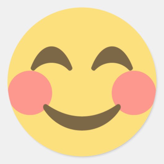 Cute Smiling Emoji Ronde Sticker (Voorkant)
