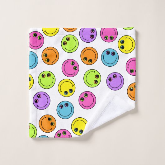 Cute Smiling Emoji wordt kleurrijk Bad Handdoek (Wasdoekje)