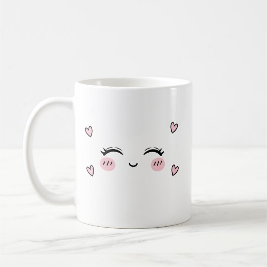 Cute Smiling Face Mug Soft Heart Aesthetic Koffiemok (Links)