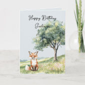 Cute Smiling Fox Field of Flowers Tree Birthday Kaart (Voorkant)