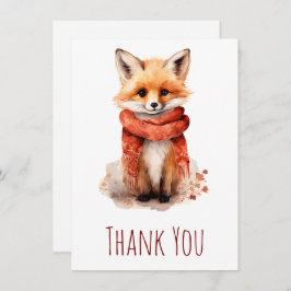 Cute Smiling Fox Pup in a Red Scarf Bedankkaart