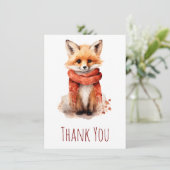 Cute Smiling Fox Pup in a Red Scarf Bedankkaart (Staand voorkant)