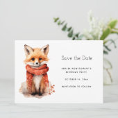 Cute Smiling Fox Pup in a Red Scarf Save The Date (Staand voorkant)