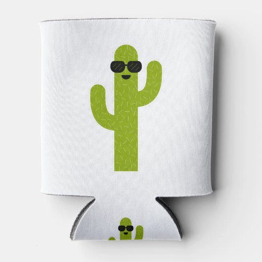 Cute Smiling Green Cactus Wearing Sunglazen Blikjeskoeler (Voorkant)