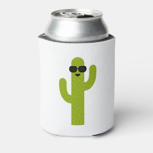 Cute Smiling Green Cactus Wearing Sunglazen Blikjeskoeler (Blikje Achterkant)