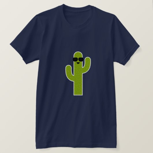 Cute Smiling Green Cactus Wearing Sunglazen T-shirt (Design voorkant)