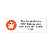 Cute Smiling Halloween Ghost Oranje Cirkel Etiket (Voorkant)