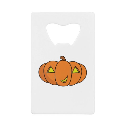 Cute Smiling Halloween Pumpkin Creditkaart Flessenopener (Voorkant)