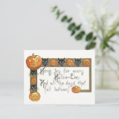 Cute Smiling Jack O Lantern Black Cat Briefkaart (Staand voorkant)