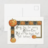 Cute Smiling Jack O Lantern Black Cat Briefkaart (Voorkant / Achterkant)