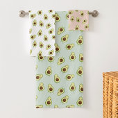 Cute Smiling Kawaii Avocado Pattern Bad Handdoek