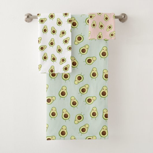 Cute Smiling Kawaii Avocado Pattern Bad Handdoek (Insitu)