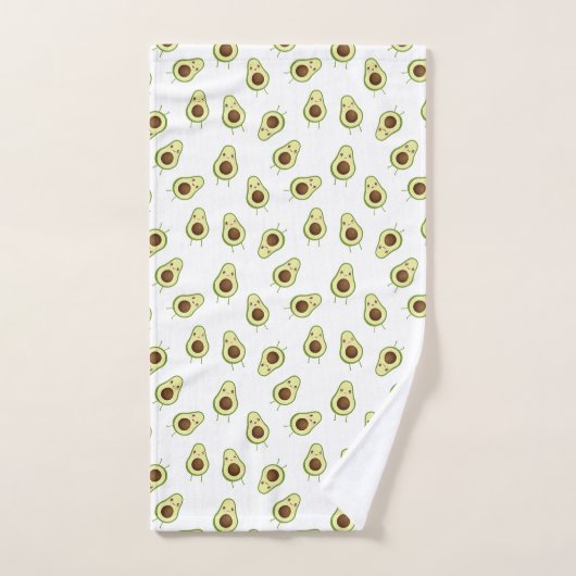 Cute Smiling Kawaii Avocado Pattern Bad Handdoek (Handdoek)