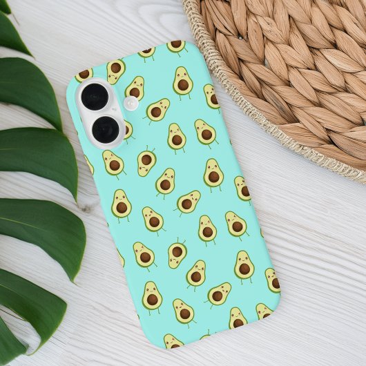 Cute Smiling Kawaii Avocado Pattern Case-Mate iPhone Case