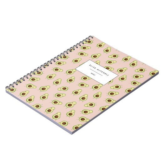Cute Smiling Kawaii Avocado Pattern Notitieboek (Linkerzijde)
