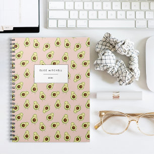 Cute Smiling Kawaii Avocado Pattern Notitieboek
