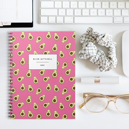 Cute Smiling Kawaii Avocado Pattern Notitieboek