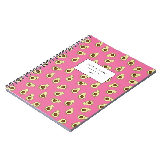 Cute Smiling Kawaii Avocado Pattern Notitieboek (Linkerzijde)