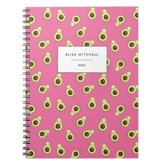 Cute Smiling Kawaii Avocado Pattern Notitieboek (Voorkant)