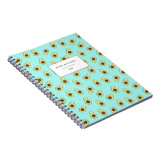Cute Smiling Kawaii Avocado Pattern Notitieboek (Rechterzijde)