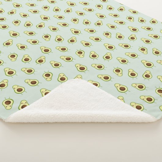 Cute Smiling Kawaii Avocado Pattern Sherpa Deken (3/4)