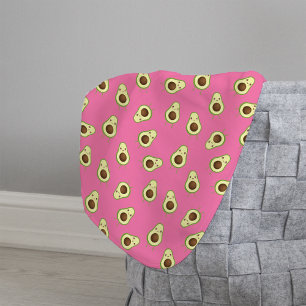 Cute Smiling Kawaii Avocado Pattern Sherpa Deken