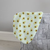 Cute Smiling Kawaii Avocado Pattern Sherpa Deken