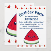 Cute Smiling Kawaii Watermelon Birthday Kaart (Voorkant / Achterkant)