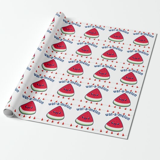 Cute Smiling Kawaii Watermelon Cadeaupapier (Uitgerold)